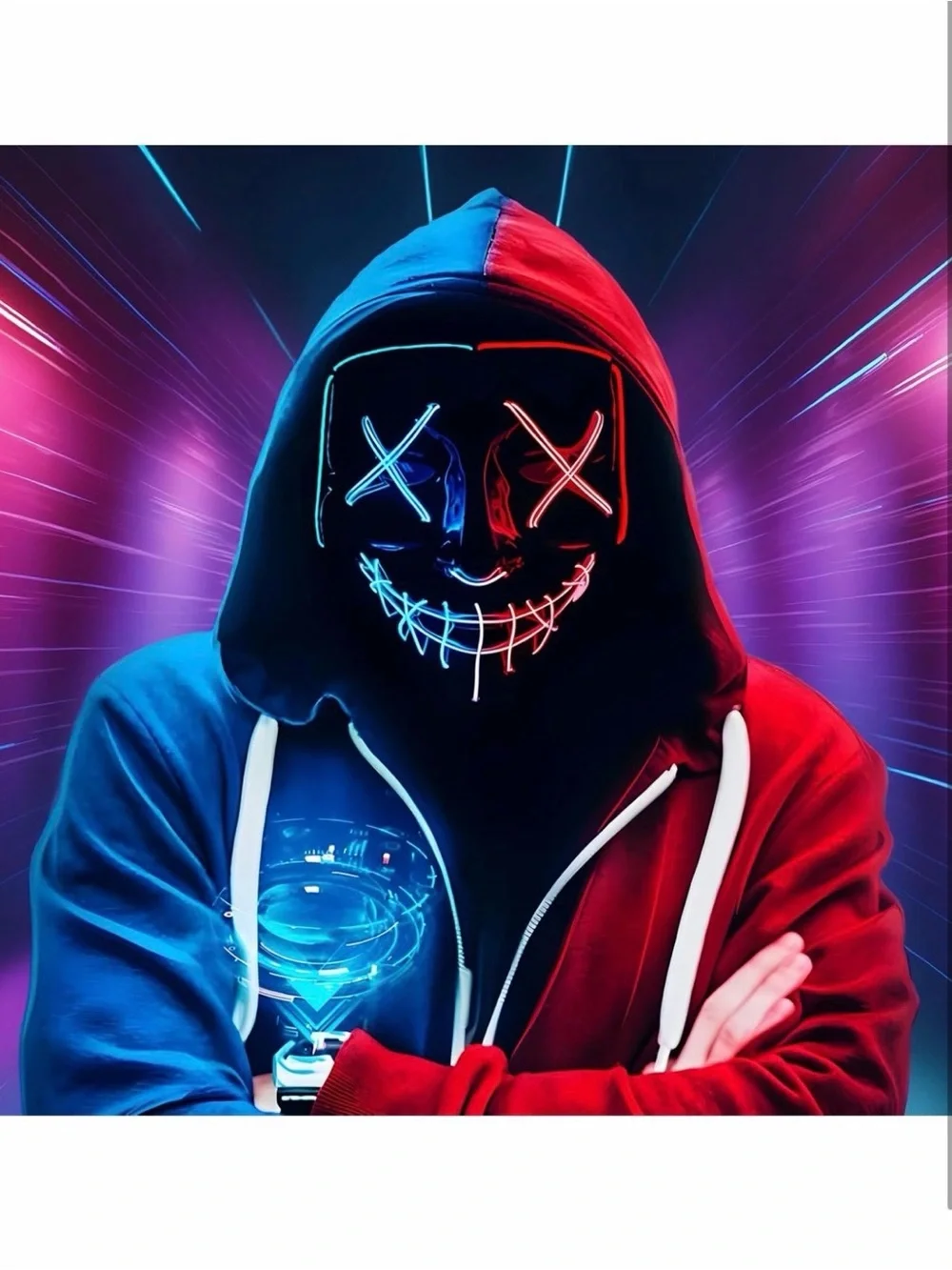 LED Light-Up Halloween Mask - Red & Blue
